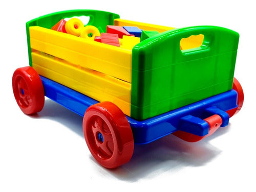 Tres Ve Large Pull-Along Cart with Building Blocks 34cm 1