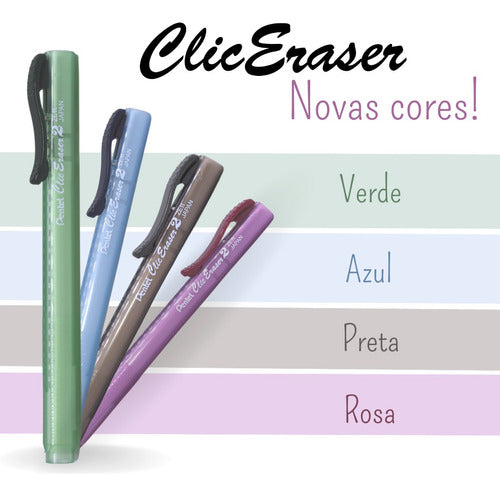 Caneta Borracha Retrátil Pentel Clic Eraser Preta 5