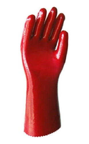 Red PVC Lined Long 30 cm Certified Glove 0