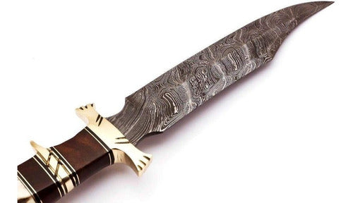 SkokieKnives Hunting Damascus Steel Knife with Deer Antler Handle 2