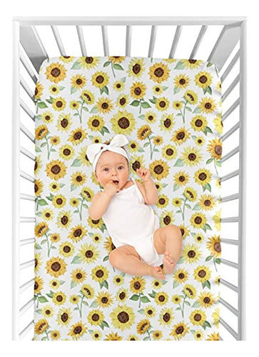 Sweet Jojo Designs Sunflower Girl Jersey Stretch Knit Baby Sheet 3