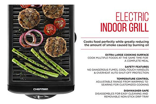 Chefman Parrilla Interior Eléctrica Sin Humo Con Superficie 1