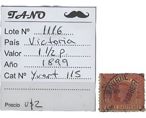 TANO Lote1116 Victoria Colonia 1 1/2 Penny Año 1899 Yvert# 115 0