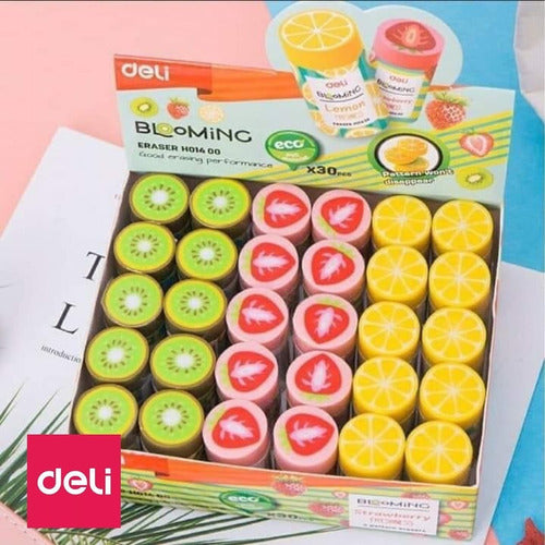 Deli Blooming Fruits Cylindrical Eraser Pack of 3 Units 2