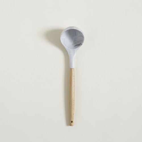 Silicone Ladle with Marble-Like Design and Wooden Handle 31cm 2