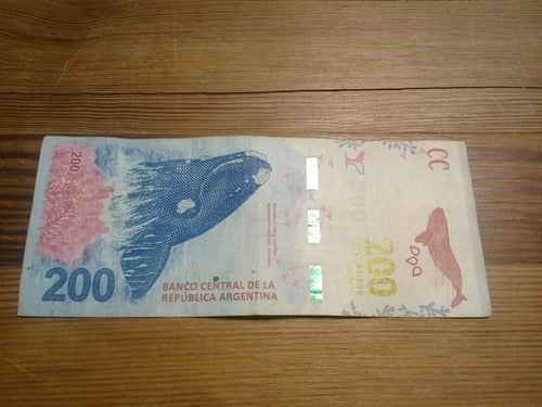 Billete 200 Pesos Argentina Reposición Serie A Ballena Bueno 1