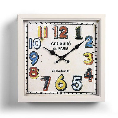 Adeco Vintage Retro Decorative White Children's Wall Clock 0