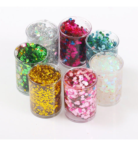 Set of 10 Gel Glitter Pots for Face and Body Silver Gold 1