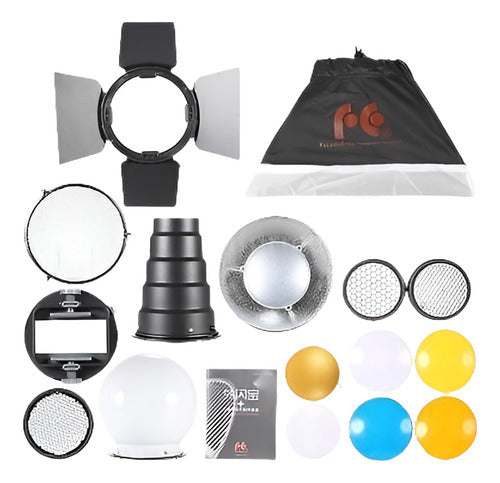 9 En 1 Flash Speedlite Kit Snoot De Softbox Grip Reflector D 0