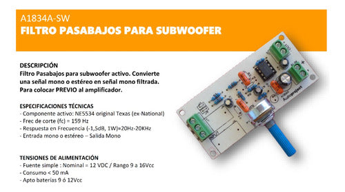 Filtro Pasabajos Para Subwoofer - C/volumen - Audioproject 2