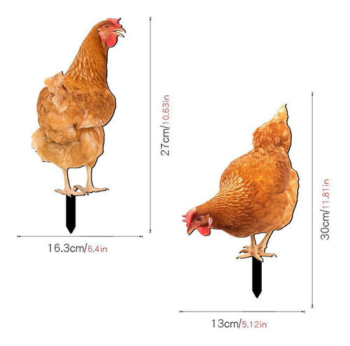 Estaca De Estátua De Animal De Frango, 2 Peças, Arte De 1