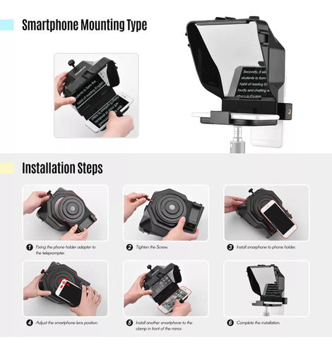 Kzt Andoer Portátil Smartphone Teleprompter Prompter Com 4