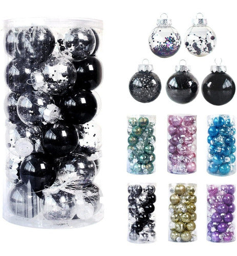 Bolas De Navidad Transparentes Con Relleno Negro X30 0