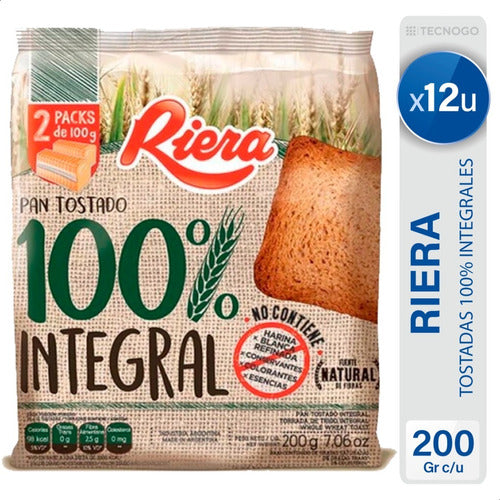 Riera 100% Whole Wheat Toasted Bread Fiber - Pack of 12 0