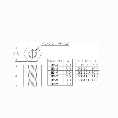 Quiwi Separador Plastico Roscado Hembra-Hembra 10mm M3 X20 6