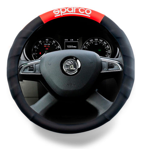 Sparco Premium PU Steering Wheel Cover Red/Gray/Blue 0