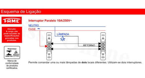 Conjunto De Interruptor Paralelo 10a 4x2 Fame Blanc Embutir 1