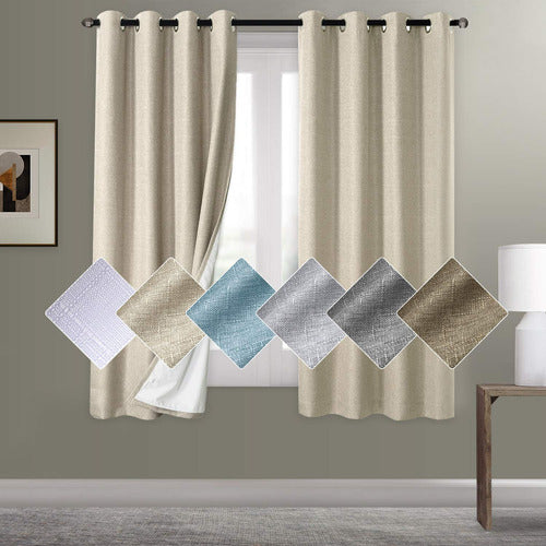 100% Blackout Shield Linen Curtains for Darkening the Room 0