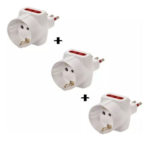 Conatel Ficha Derivacion Multiple 3 En Linea + Schuko Pack 3 0