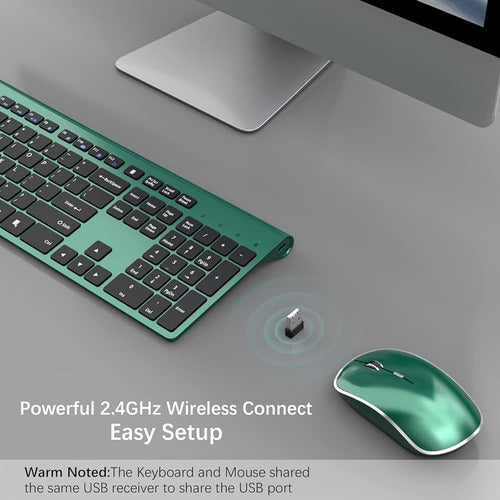 J JOYACCESS Wireless Keyboard and Mouse Combo, Full-Size Slim Rechargeable Keyboard 1