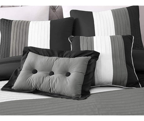 Chezmoi Collection Loft 8-Piece Luxury Striped Comforter Set 1