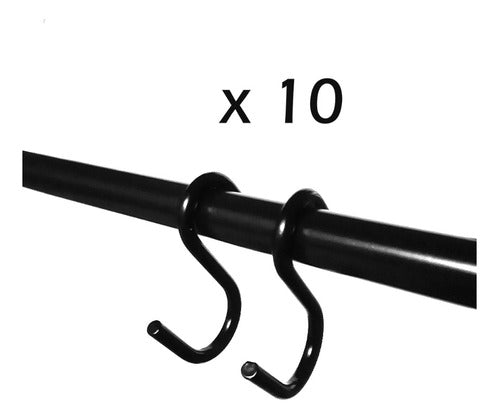 Set of 10 Black and Chrome Hooks for Clothing Rack 0