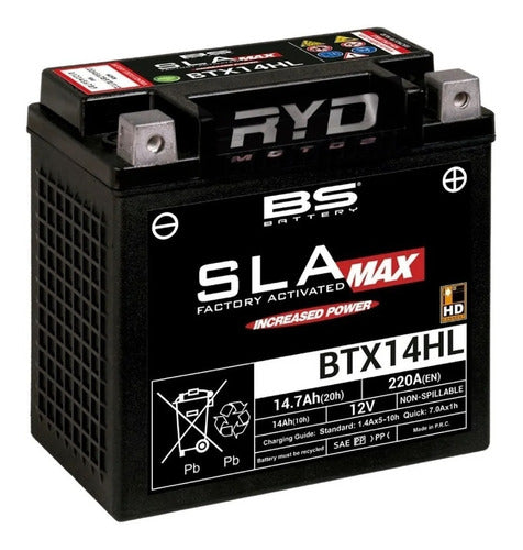 Batería Bs Sla Max Btx14hl Harley 883 Xl Sportster 0