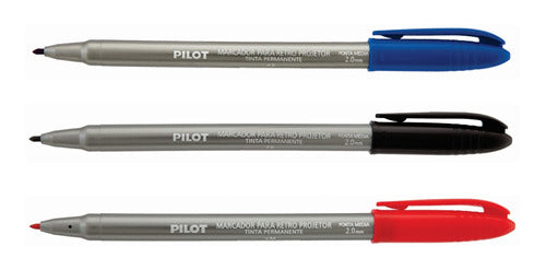 Marcador Caneta Retroprojetor Pilot 2.0mm Kit Com 3 Cores 0