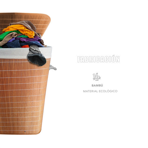 Folding Detachable Bamboo Laundry Basket Lightweight Organizer 7