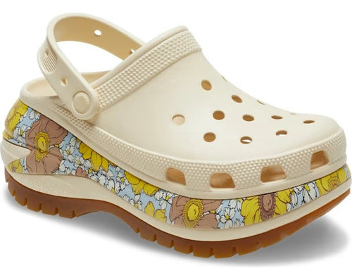 Crocs Mega Crush Retro Floral Vanilla Multi Sandal 1