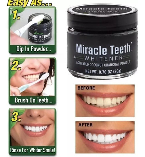 MIRAXLE Natural Coconut Charcoal Teeth Whitener 20g 2