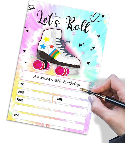 MUZRUYOU Roller Skating Birthday Party Invitation 3