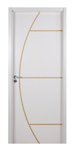 Kit Porta De Madeira Decorada 215x64cm Com Batente De Mdf Wt 0