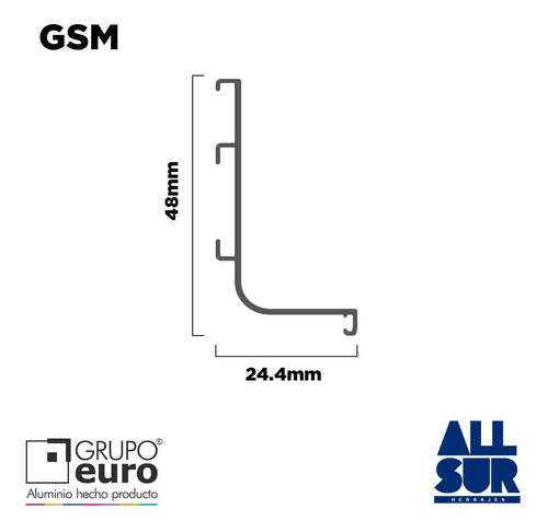 Grupo Euro Perfil Aluminio J Gola Mini Superior 3mts 1