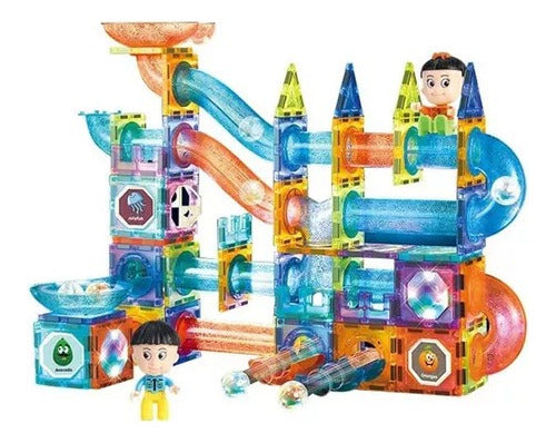 Moon Magnetic Blocks with Lights Slides and Stickers 142pcs 0