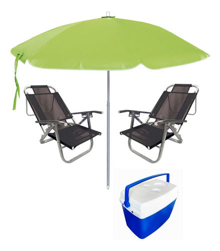 Botafogo Copacabana Beach Chairs + 34L Cooler + Beach Umbrella 1