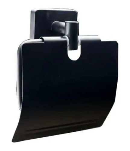 Black Vintage Bathroom Accessory Toilet Paper Holder with Lid 0