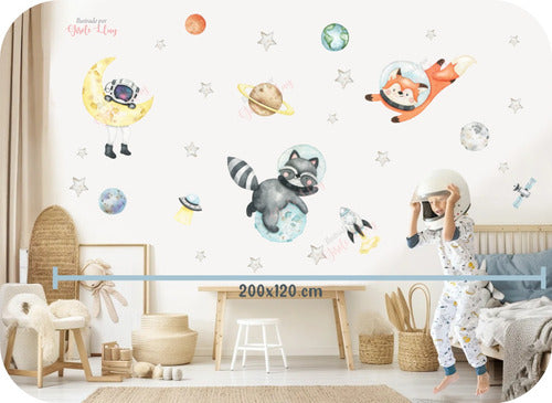 Kids Space Astronauts Wall Decal Planet Decor 3