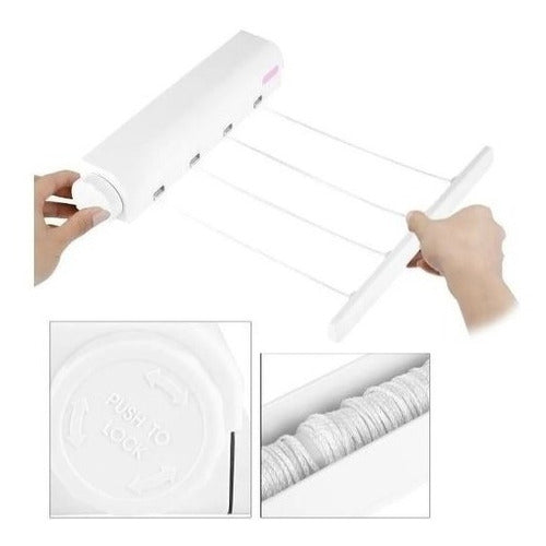 Retractable Extendable Clothesline Wall-Mounted 4-Line Clothes Dryer 3