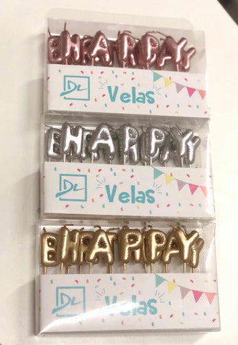 Velas De Cumpleaños Letras Happy Birthday 3