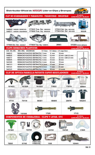 AUTOCLIPS Clip Remache Plastico Retractil 7 X 18 X 23 Mm Todos X 10 3