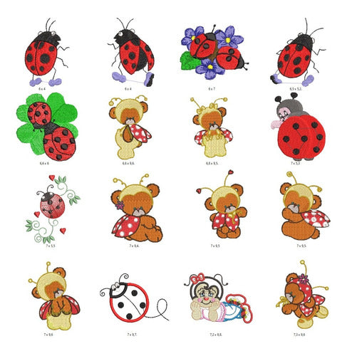 130 Embroidery Machine Matrices for Ladybugs - Cow Patterns Set 1