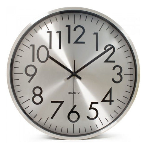 Metallic Silver Quartz Wall Clock 30cm 22116 Bazarnet 0