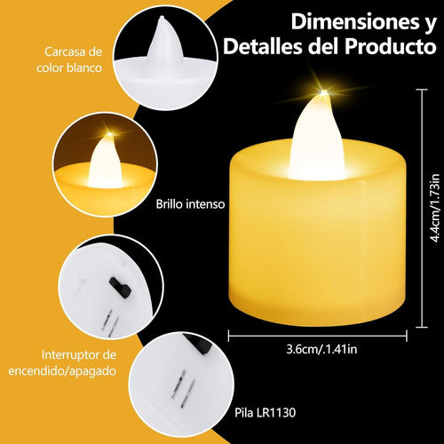 Velas De Luz Led A Pila Pack X 24 Decoración Souvenir Fiesta 3