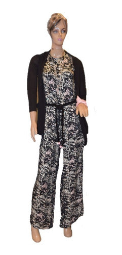 47 Street Palazzo Printed Jumpsuit with Gift Bow 2