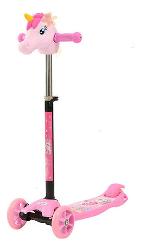 Unicorn Kids Scooter 4-Wheel Pink Adjustable Height Metal PVC Structure 55/60 Kg Capacity 0