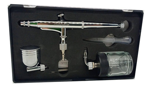 Hobbykits Dual Action Gravity Feed Airbrush with Side Suction Glass Jar 2