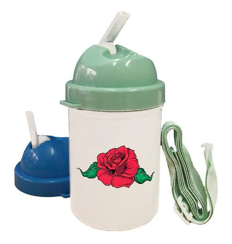 Pink Rose Floral Nature Art Plastic Kids Water Bottle 0