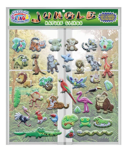 Incredible Gel Jungle Wildlife Reusable Inflatable Stickers for Kids and Rooms 0