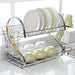 Rebaratoo Chrome 2-Tier Dish Drainer Rack for Plates, Cups, and Utensils 3